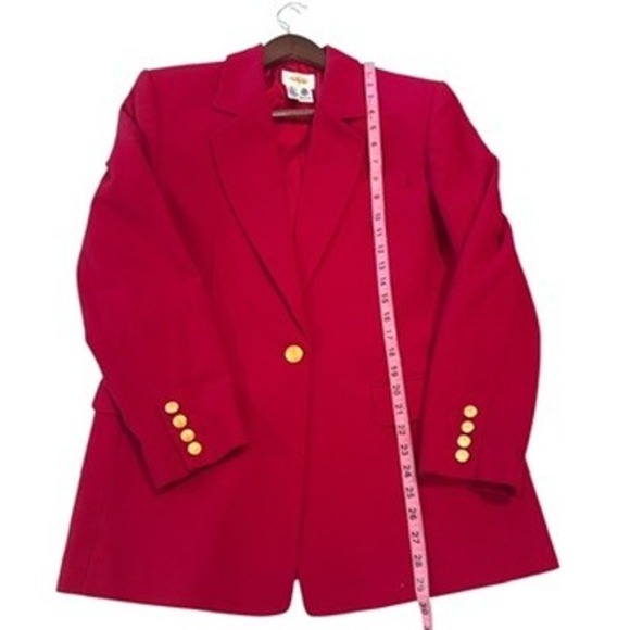 Talbots Red VTG 100% Wool Blazer Jacket Gold Button Size 10 Preppy Quiet Luxery - Picture 6 of 6